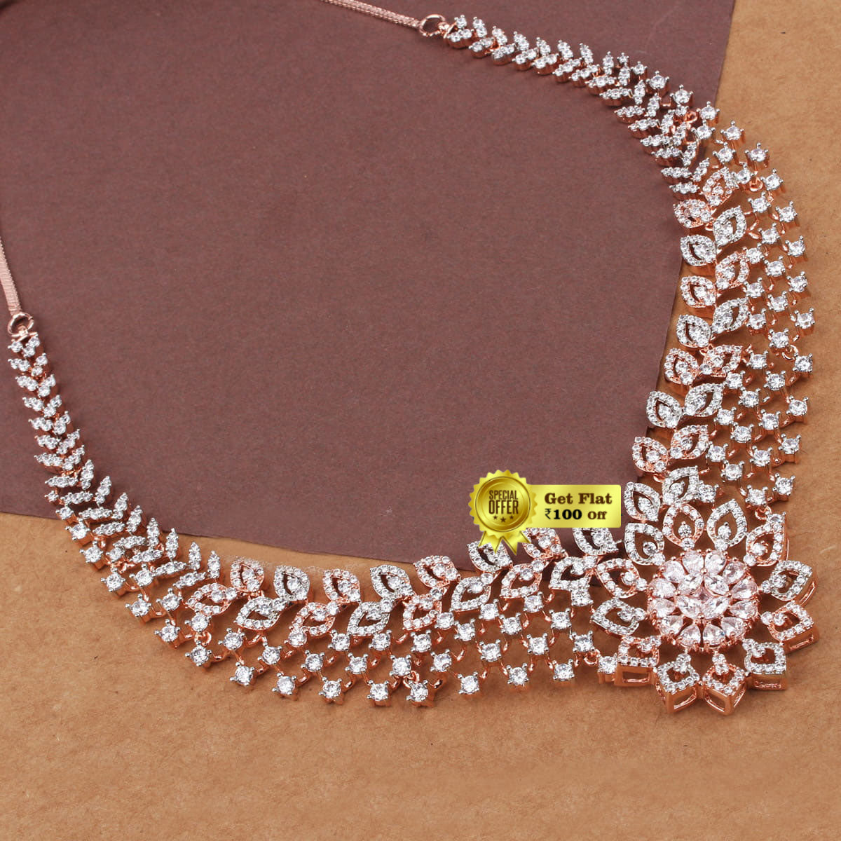 Royal Embossed Flower Designed Necklace Set