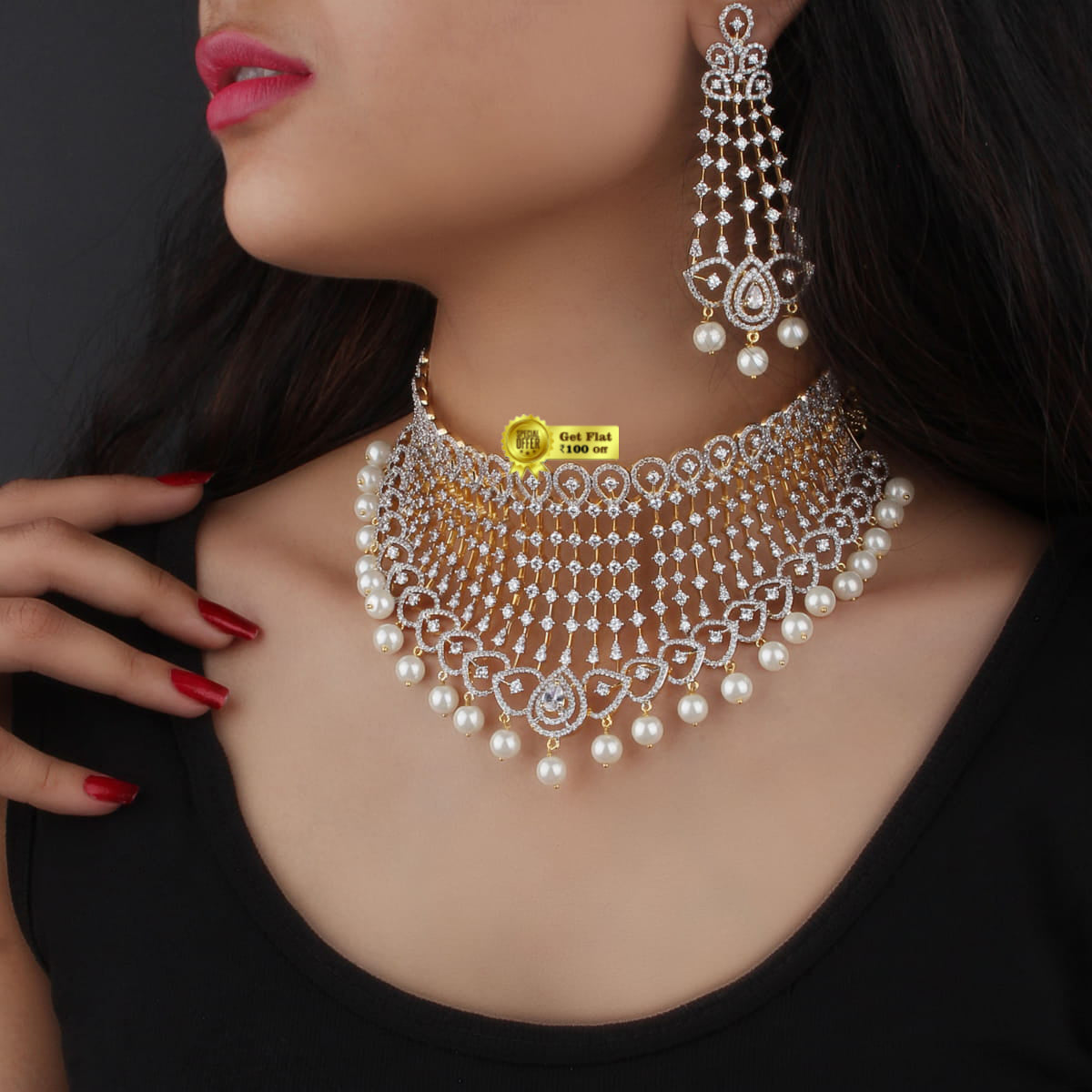 New V Shape Luxury Designer Choker Set