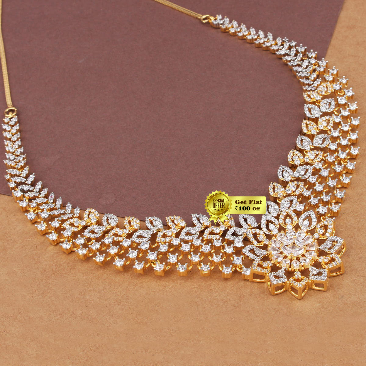 Royal Embossed Flower Designed Necklace Set