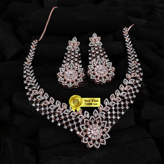 Royal Embossed Flower Designed Necklace Set