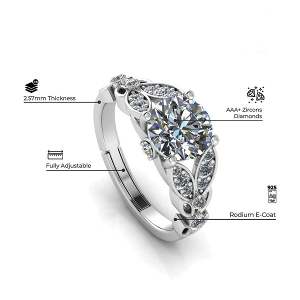 Luxurious Silver Antique Austrian Engagement Ring For Girls