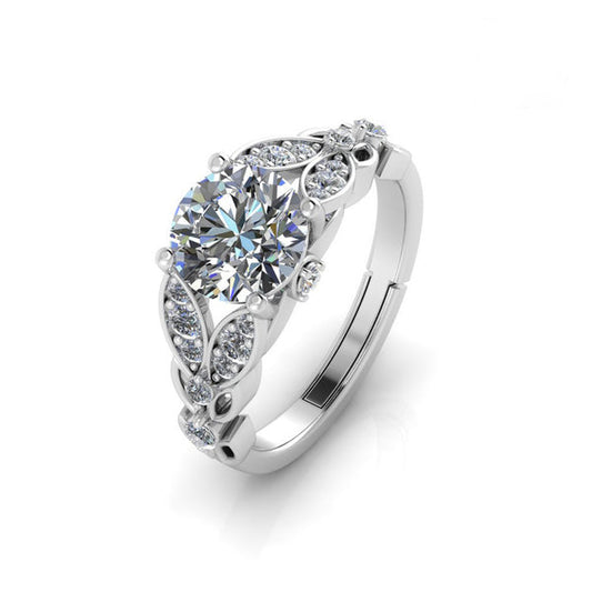 Luxurious Silver Antique Austrian Engagement Ring For Girls