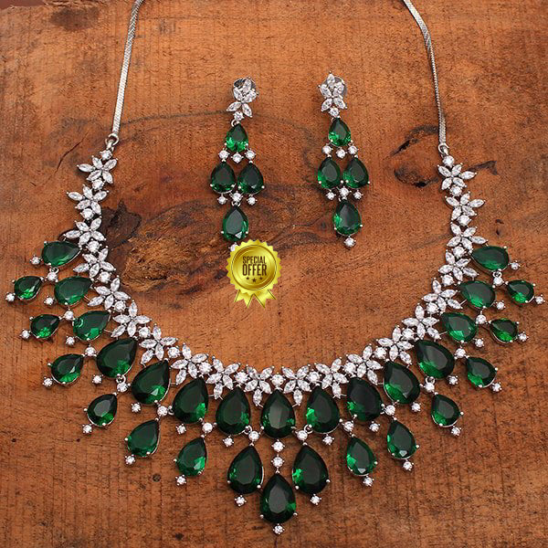 Luxury & Fashionable Green Stone Designer Necklace Set