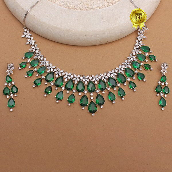 Luxury & Fashionable Green Stone Designer Necklace Set