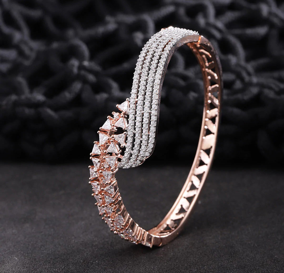 Royal Rose Gold-Plated American Diamond Studded Bracelet