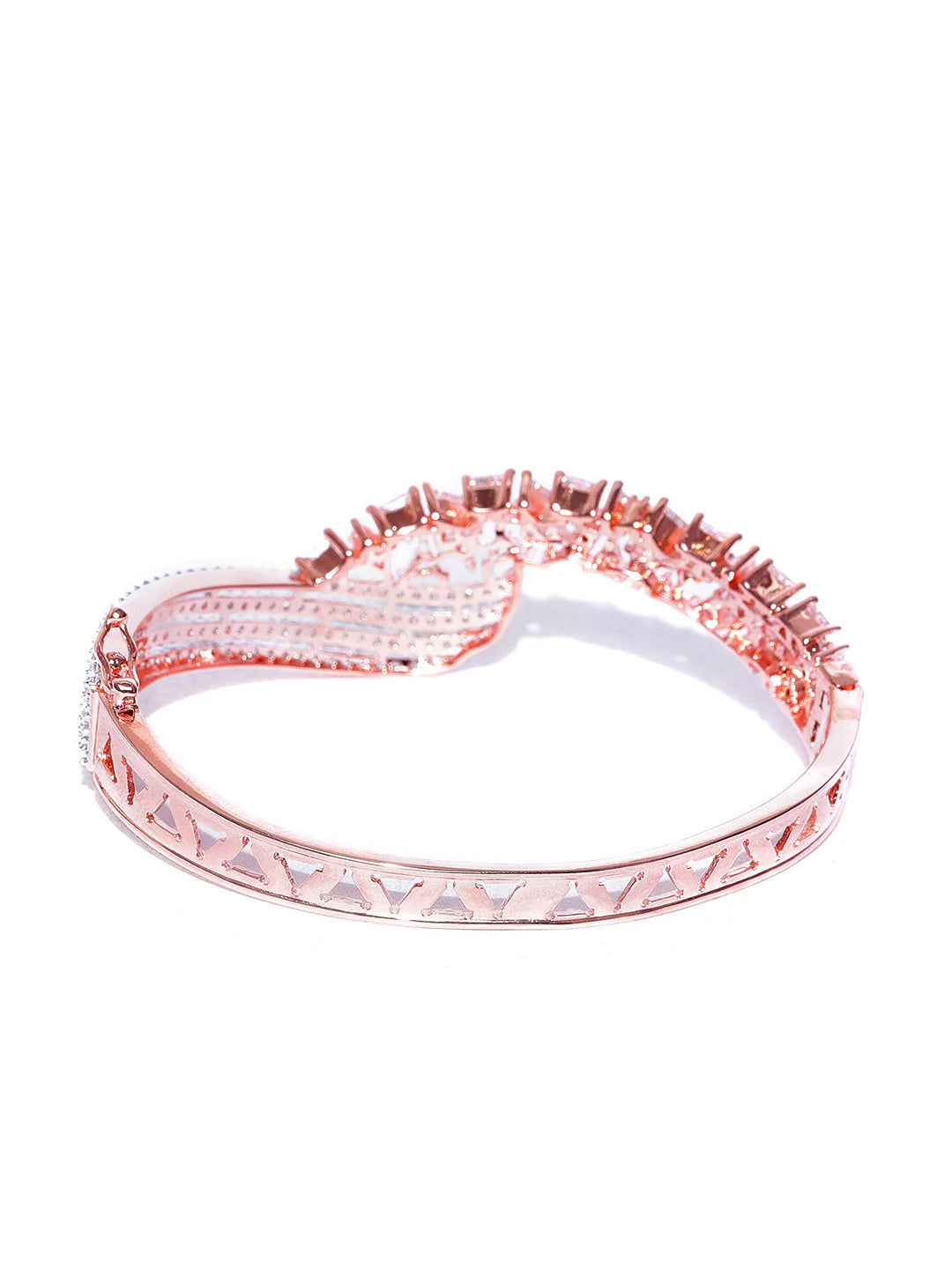 Royal Rose Gold-Plated American Diamond Studded Bracelet